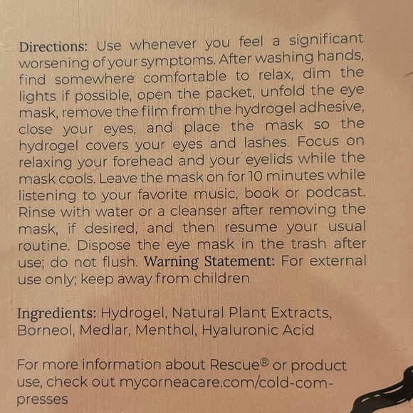 CorneaCare with Hydrogel and Hyaluronic Acid Cooling  Under Eye Pads-6 Eye Masks - Picture 5 of 7